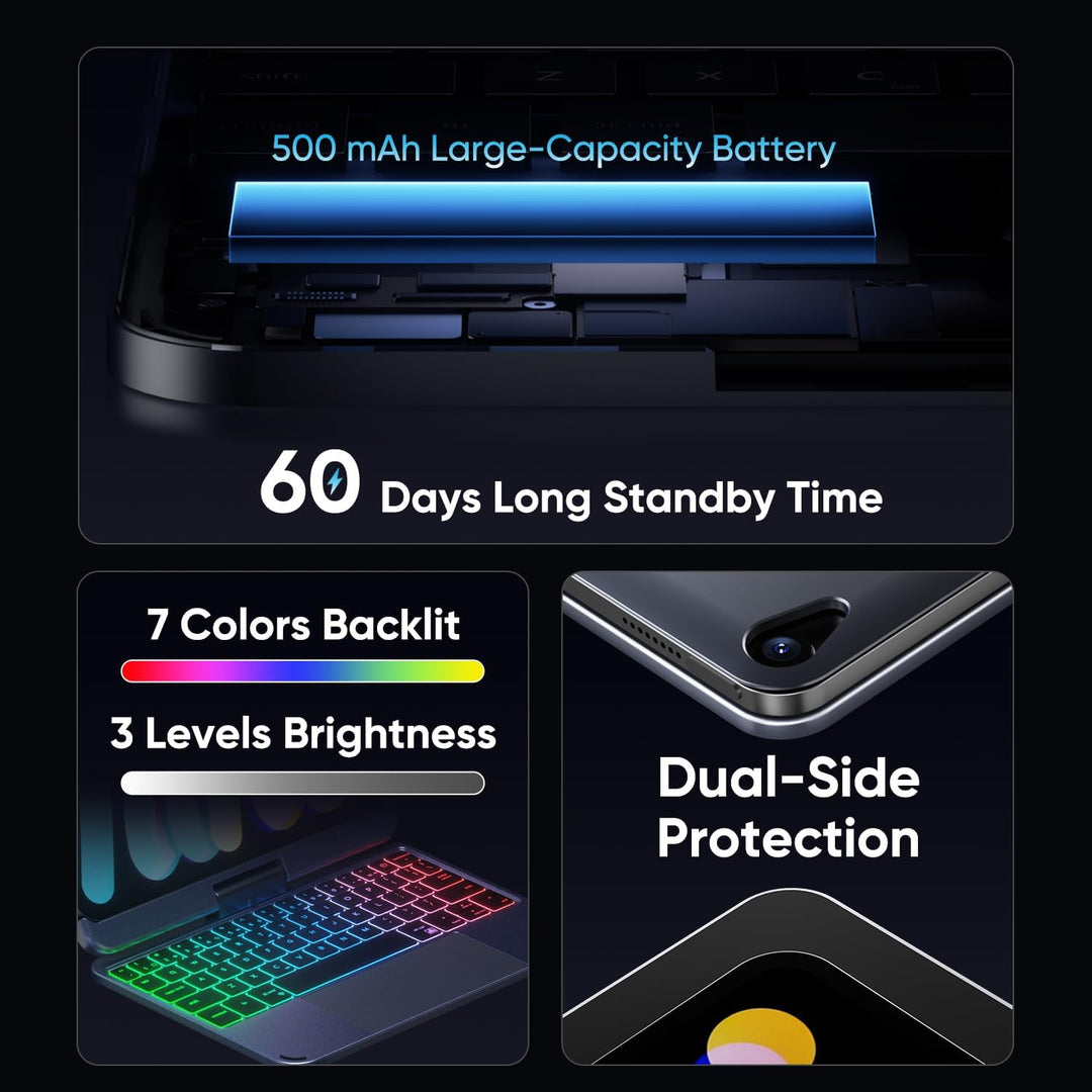 doqo iPad Mini 6 Hülle mit Tastatur: 2021 8,3 Zoll 6. Generation, Touchpad 7 Farben kabellose Tastat