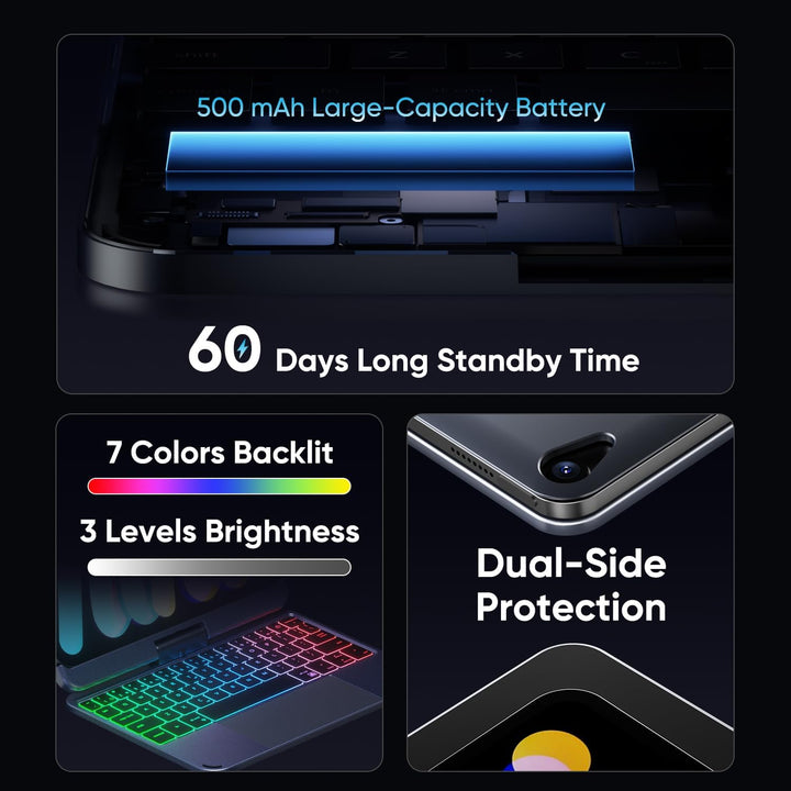 doqo iPad Mini 6 Hülle mit Tastatur: 2021 8,3 Zoll 6. Generation, Touchpad 7 Farben kabellose Tastat