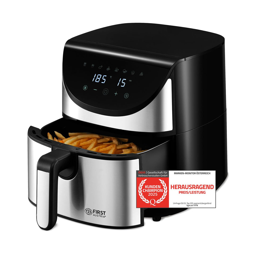 TZS First Austria Air Fryer | 5,8 L | 80-200°C | 8 Programme | Digitalsteuerung | Antihaftbeschichtu