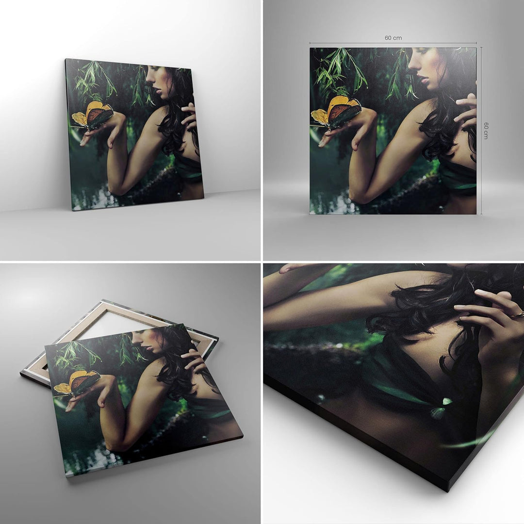 Bilder auf Leinwand Körper Kosmetik Mode Schmetterling Leinwandbild 60x60cm Wandbilder Dekoration Wo