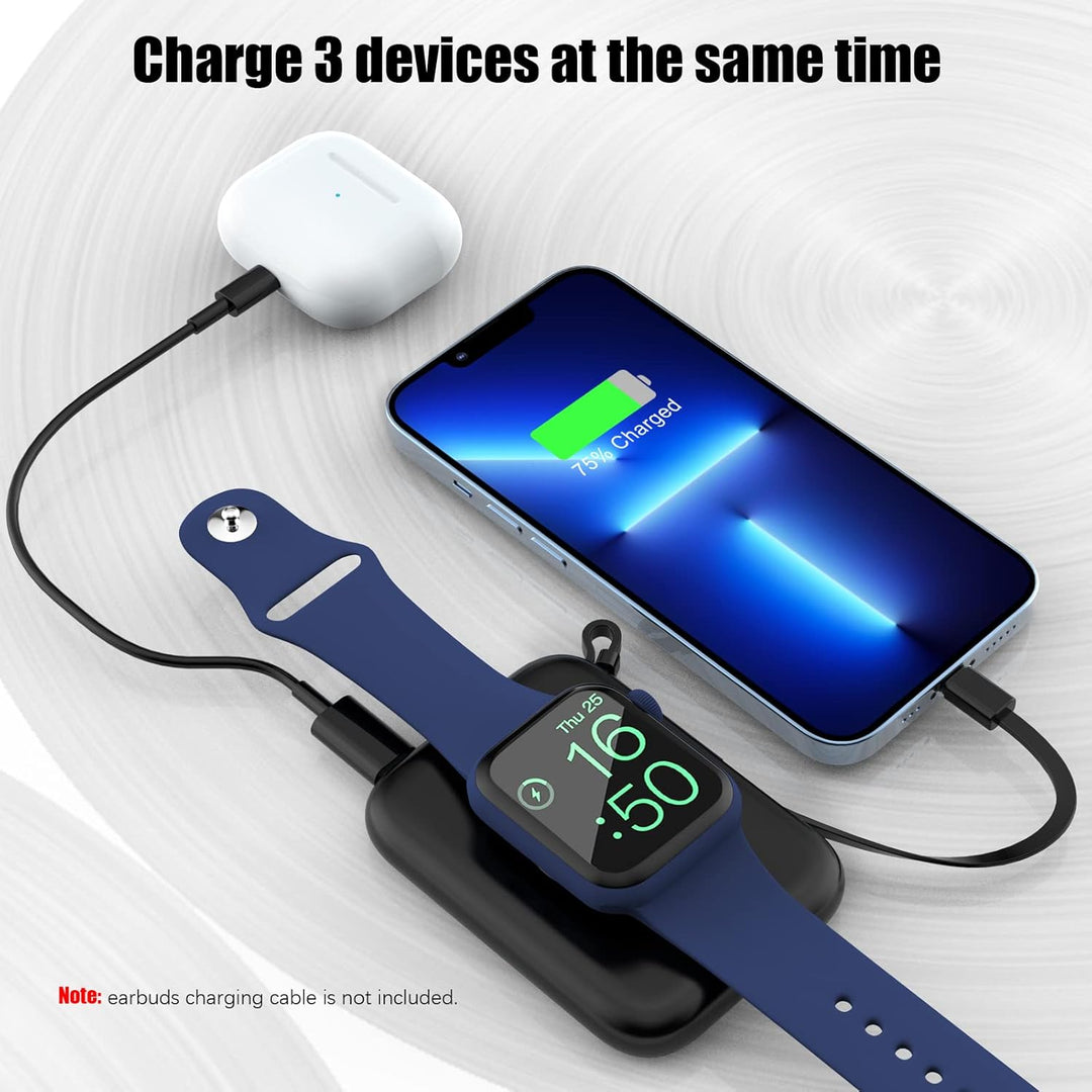 leQuiven 5000mAh Induktive Ladestation für iWatch 9/8/7/6/5/4/3/2/1/SE, Power-Bank für iPhone 15/14/