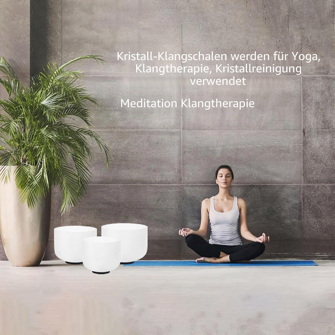 Hye-eun Kristall Klangschalen Set 432hz 8"G 10"E 12"C 3 stück mit freier Tragetasche Schlägel für So