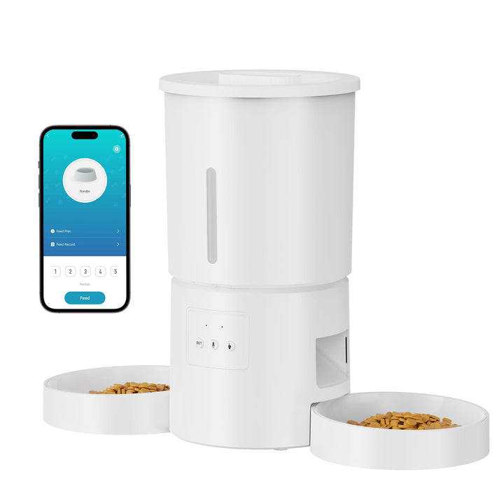 Futterautomat Katze 2 Näpfe mit APP: 5L Automatischer Futterspender mit 2.4G WiFi Timer für Trockenf
