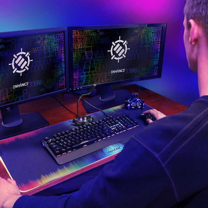 ENHANCE Gaming standmikrofon pc, Gaming-Zubehör, Kondensatormikrofon mit 360-Grad-Schwanenhals, RGB