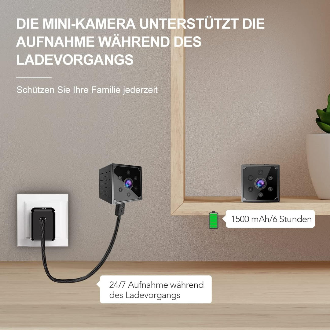 AOBOCAM Mini Kamera,1080P HD WLAN(2,4 GHz) Kamera Überwachung Innen Mini Überwachungskamera Live Übe