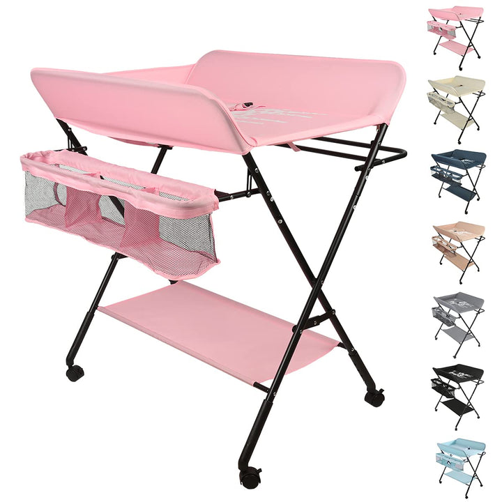 Baby Wickelkombi,Wickeltisch Klappbarer und tragbarer,mobiler Wickeltisch mit Wickelauflage und Abla