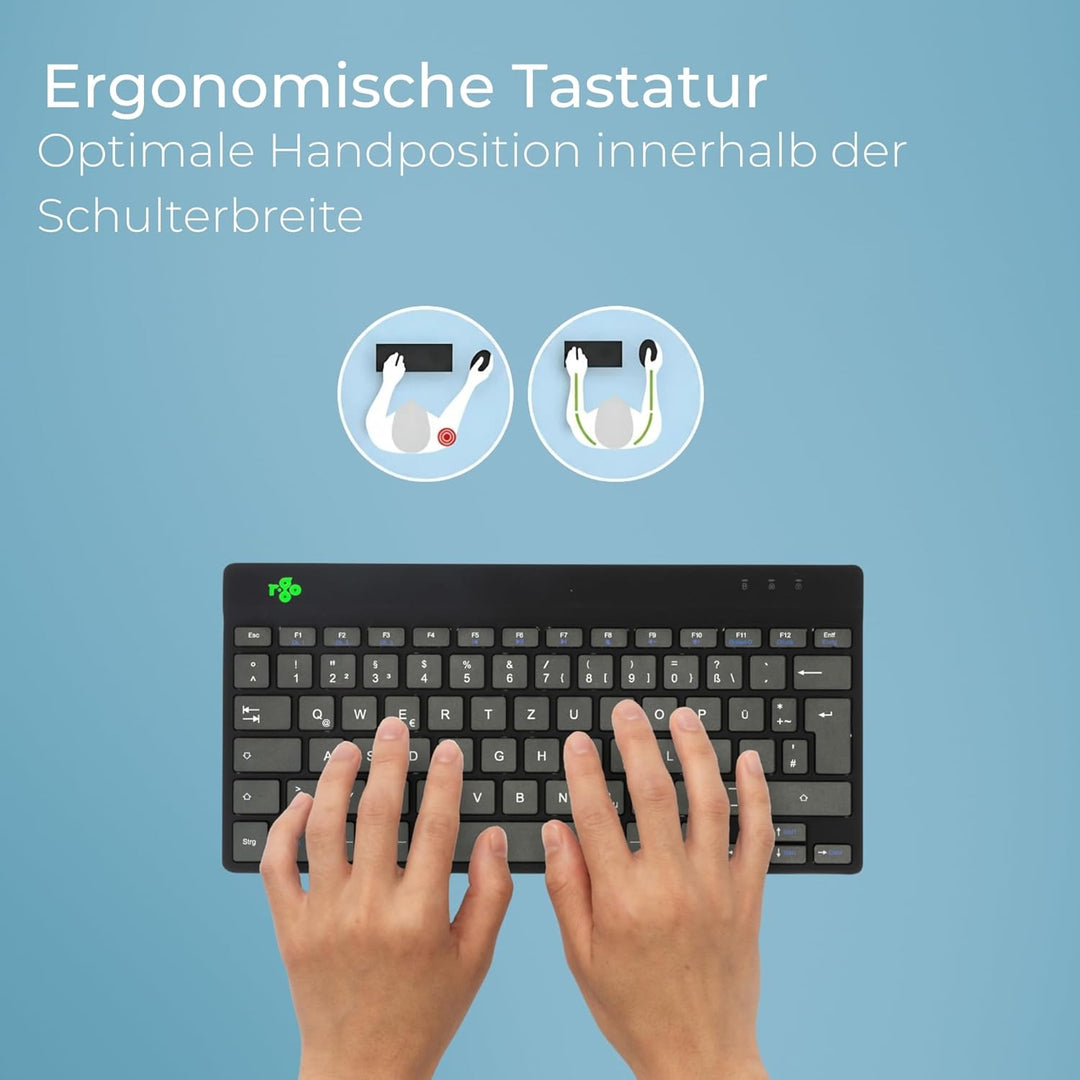 R-Go Compact Break Tastatur Maus Set Kabellos - QWERTZ (DE) - Bluetooth - Ergonomische Funktastatur