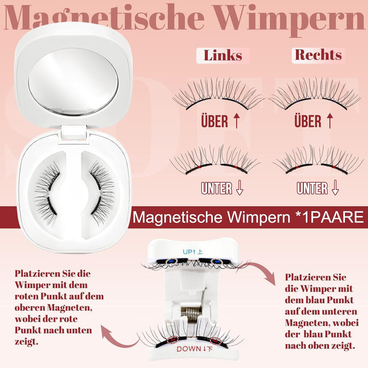 Higu clace Magnetische Wimpern,Magnet Wimpern Ohne Eyeliner,Magnetische Wimpern mit Applikator,Wimpe