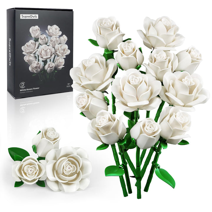 Millionspring-Bausatz für weisse Rosensträusse, weisse künstliche Rosen, Geschenke für Ihn Sie zur V
