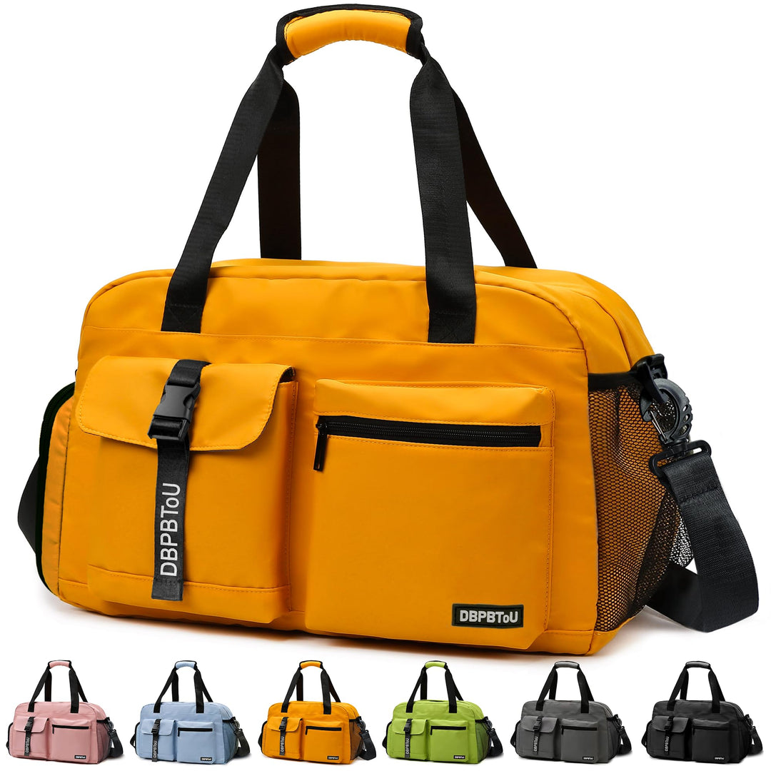 35L Sporttasche Damen Herren, Reisetasche mit Schuhfach und Nassfach, Wasserdichte Weekender Bag, Gy