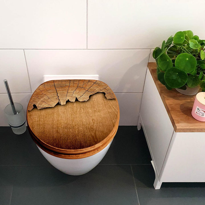 banjado Design WC Sitz Bambus Absenkautomatik 45,8x37,5cm - Toilettendeckel mit Absenkautomatik Holz