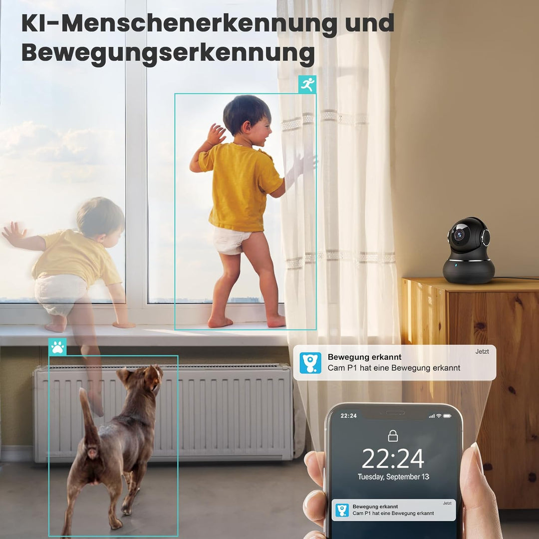 litokam 5MP Überwachungskamera, Babyphone mit Kamera Unterstützt 5G/2.4GHz, 360 Grad WLAN Kamera Übe