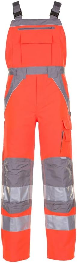 Planam 5620 Plaline High Visibility Latzhosen - Farbe: Orange/Zink - Grösse: 58 58 Orange/Zink, 58 O