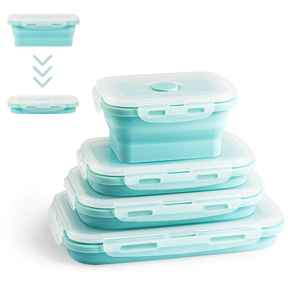 Faltbare Frischhalteboxen 4 PCS Faltbare Frischhaltedosen, Platzsparende Lunchbox für Camping Büro S