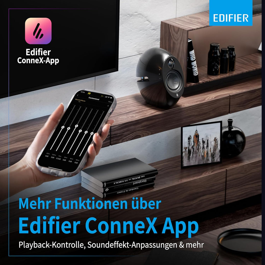 EDIFIER Luna E25 Design-Lautsprecherset mit Bluetooth (74 Watt), schwarz schwarz glänzend, schwarz g
