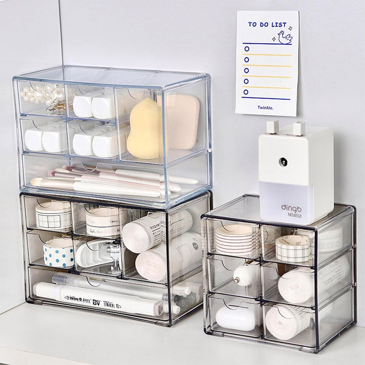 Jumuao Aufbewahrungsbox Kunststoff, Mini Schubladenbox, Kleinteilemagazin mit 6 Schubladen, Desktop