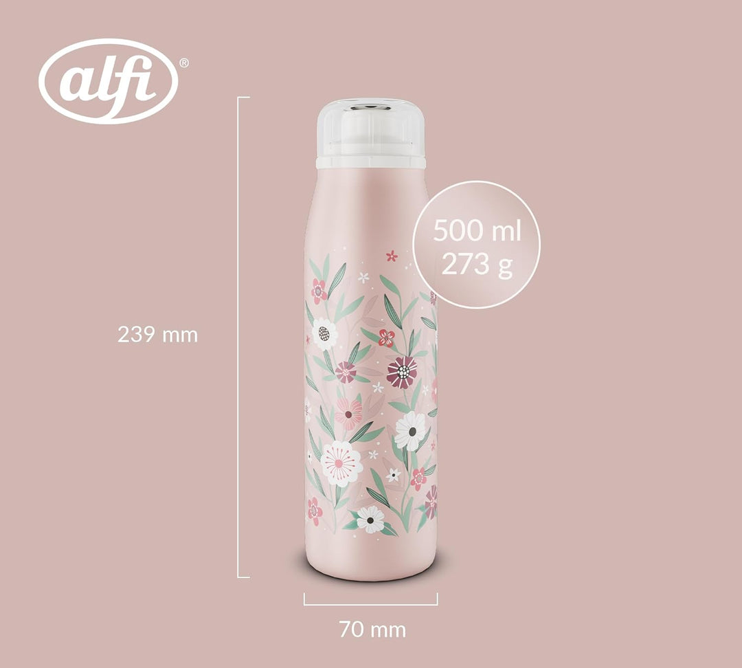 alfi KIDS ISO BOTTLE Isolierflasche 0,50 l, 24 h kalt, flowers | Kohlensäurefest, auslaufsicher, Dre