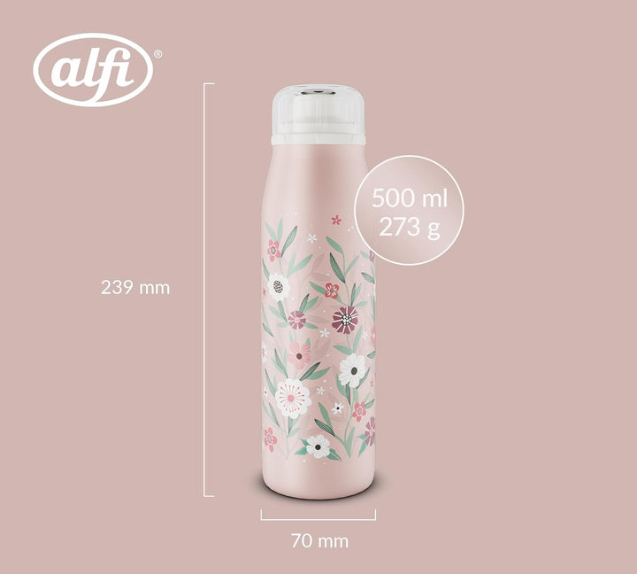 alfi KIDS ISO BOTTLE Isolierflasche 0,50 l, 24 h kalt, flowers | Kohlensäurefest, auslaufsicher, Dre