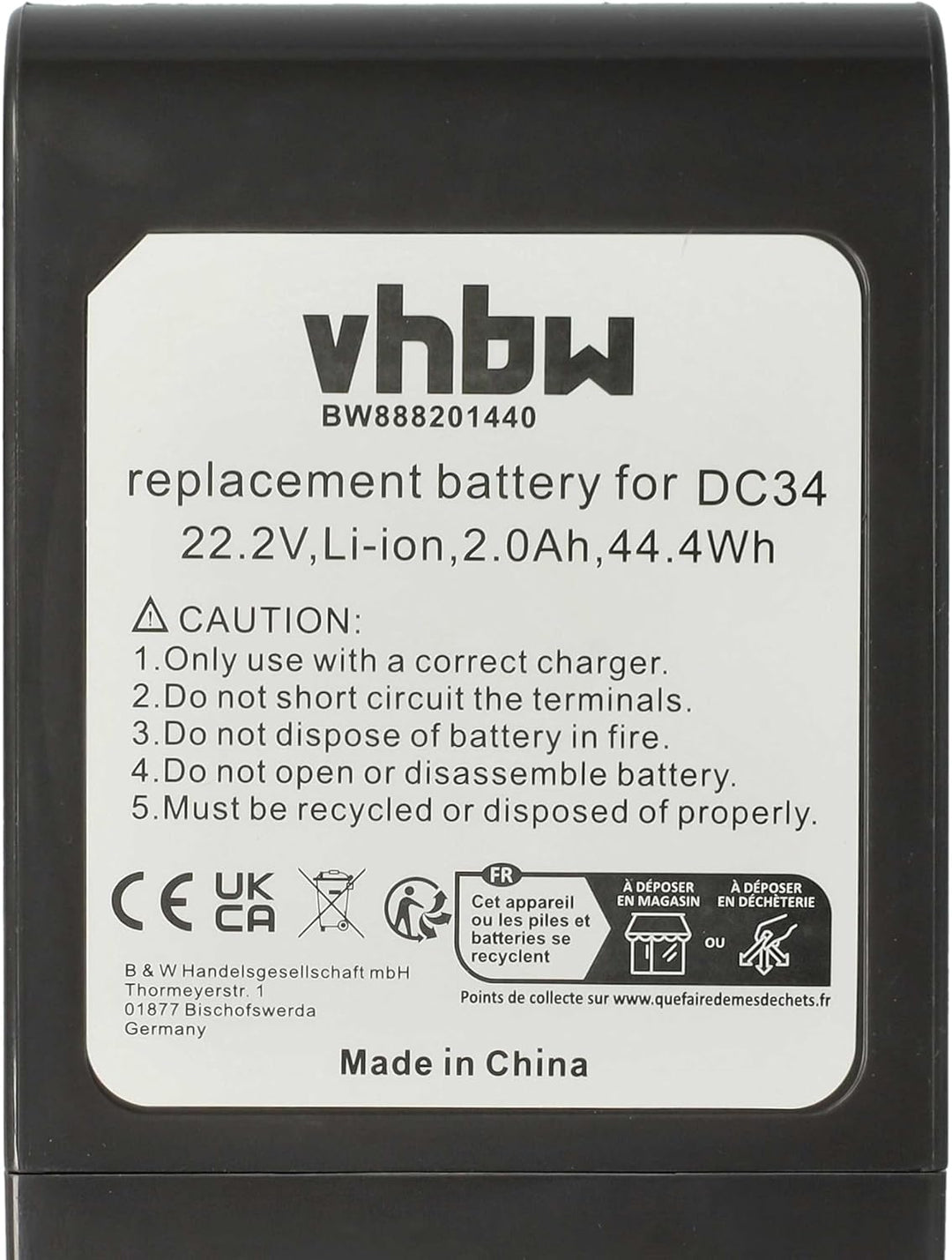 vhbw Akku kompatibel mit Dyson DC45 Animal Pro, DC57, DC56 Staubsauger - Typ B Grau (2000 mAh, 22,8