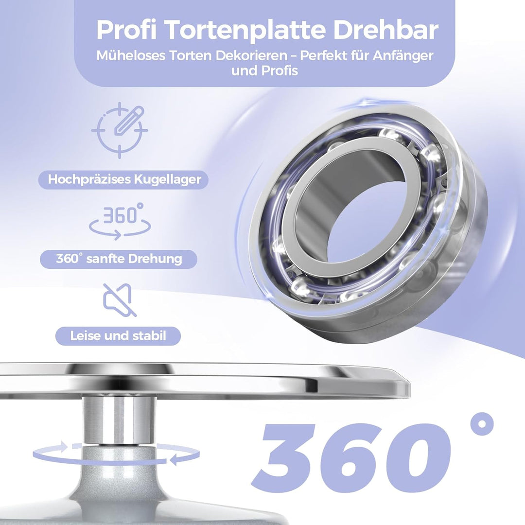 Tortenplatte Drehbar, Ohuhu Drehbare Tortenplatte 30 cm, Aluminiumlegierung Tortenständer Drehteller