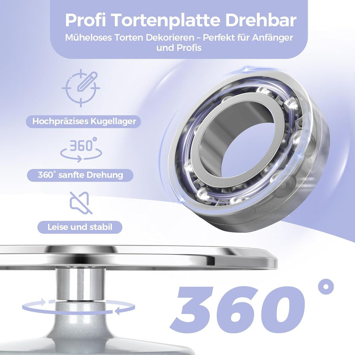 Tortenplatte Drehbar, Ohuhu Drehbare Tortenplatte 30 cm, Aluminiumlegierung Tortenständer Drehteller