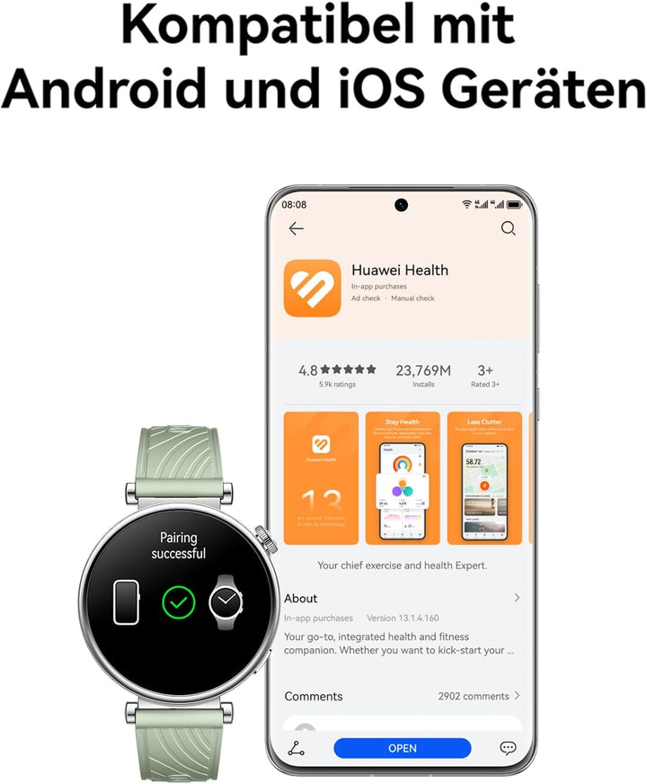 HUAWEI Watch GT 4 41mm, GPS, iOS &amp; Android, Stainless Steel Case, Smartwatch, Bis zu 7 Tage Akkulauf