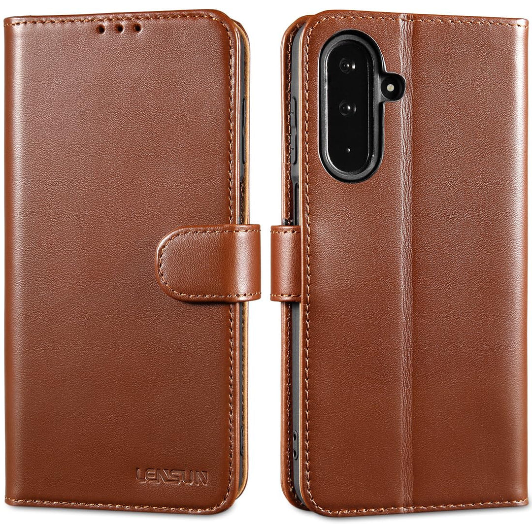 LENSUN Echtleder Hülle für Samsung Galaxy A17 5G, Handyhülle [Echtes Leder][RFID Schutz][Multi-Walle