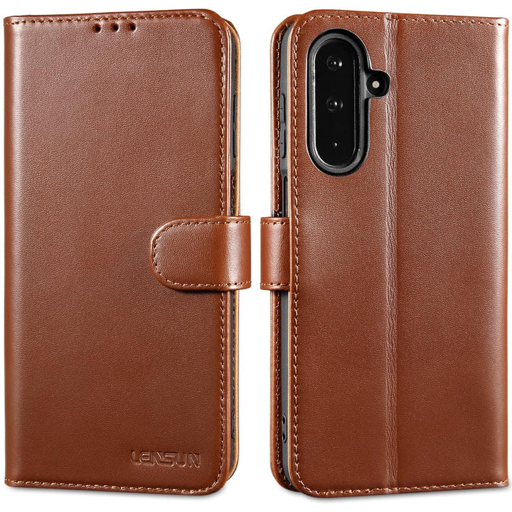 LENSUN Echtleder Hülle für Samsung Galaxy A17 5G, Handyhülle [Echtes Leder][RFID Schutz][Multi-Walle