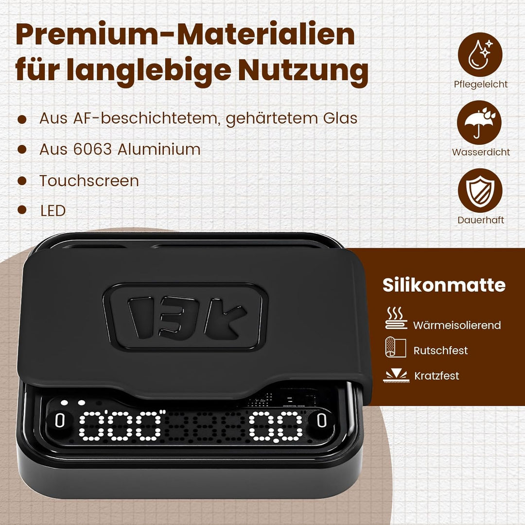 BOOKOO Kaffeewaage mit Timer, 0,1g Hochpräzise wiederaufladbare Espresso Waage mit 3 Mode, Bluetooth
