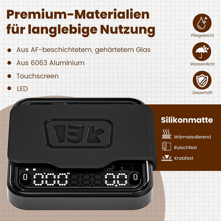BOOKOO Kaffeewaage mit Timer, 0,1g Hochpräzise wiederaufladbare Espresso Waage mit 3 Mode, Bluetooth
