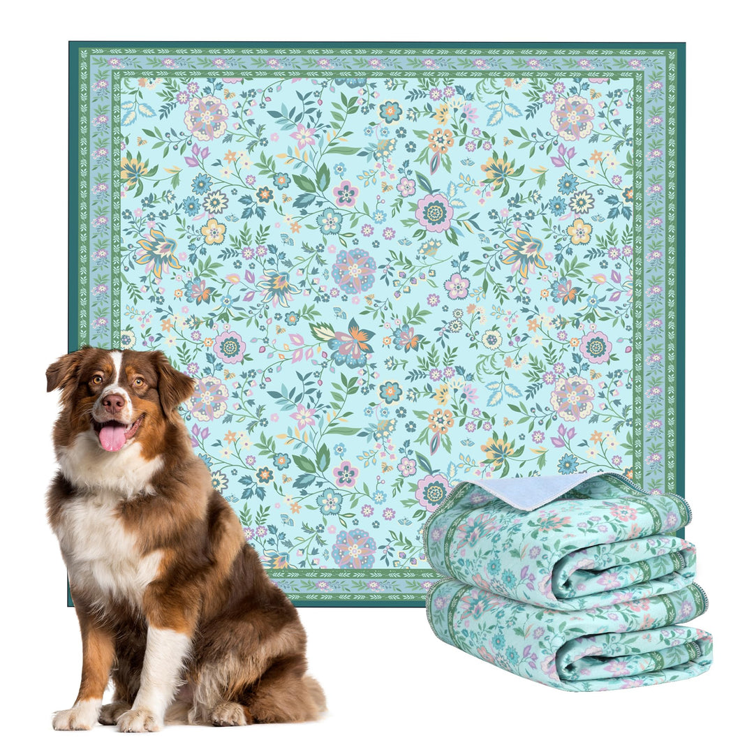 Baodan Welpen Unterlagen Waschbar, 2 Pack PIPI Matten für Hunde mit Blumenmuster inkontinenzunterlag