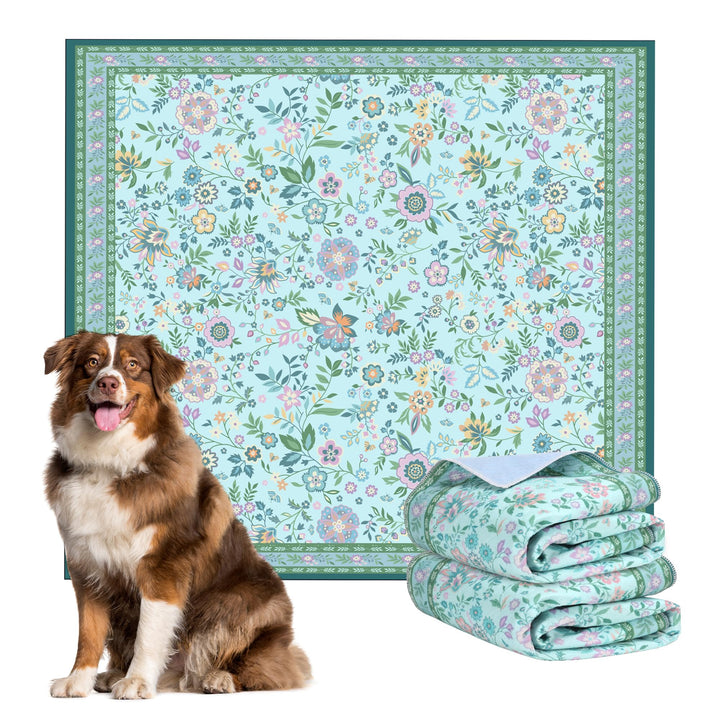 Baodan Welpen Unterlagen Waschbar, 2 Pack PIPI Matten für Hunde mit Blumenmuster inkontinenzunterlag