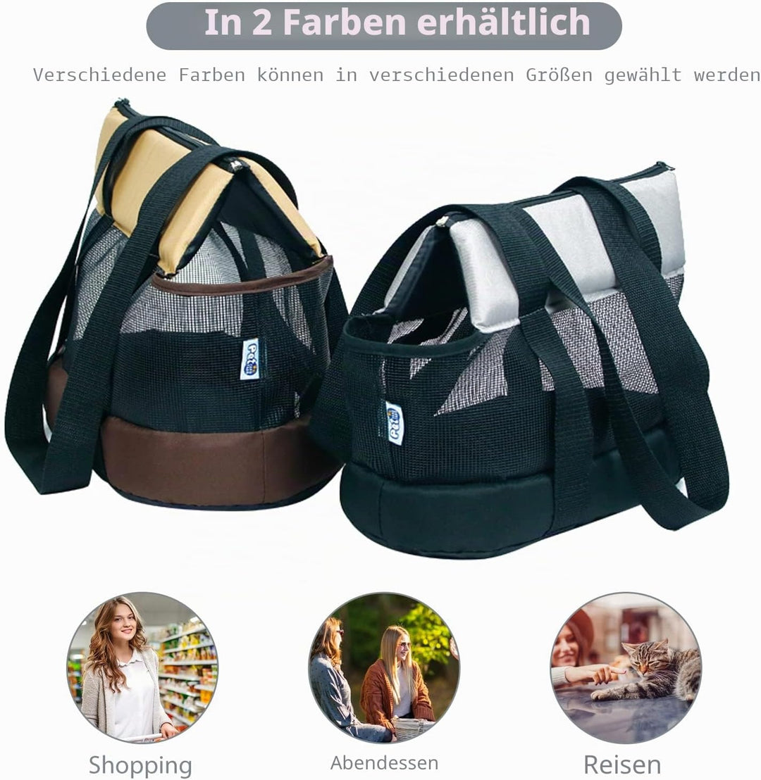 PETCUTE Transporttasche für Kleine Hunde und Katzen,Atmungsaktive Haustiertragetasche,Hundetasche Ka