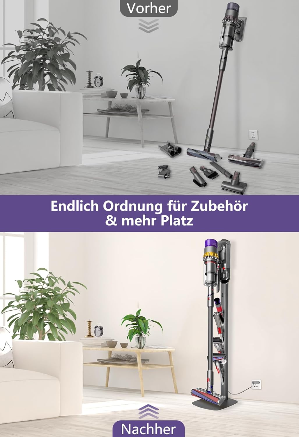 mepure Dyson Wandhalterung & Lade-Station für V8–V15 & Gen5 – Stabiler Akku-Staubsauger Halter mit Z