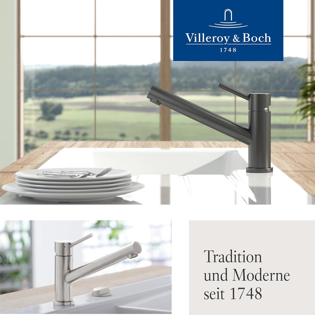 Villeroy & Boch Como Küchenarmatur, Hochdruck, Wasserhahn Küche mit Keramikkartusche und 360° Schwen