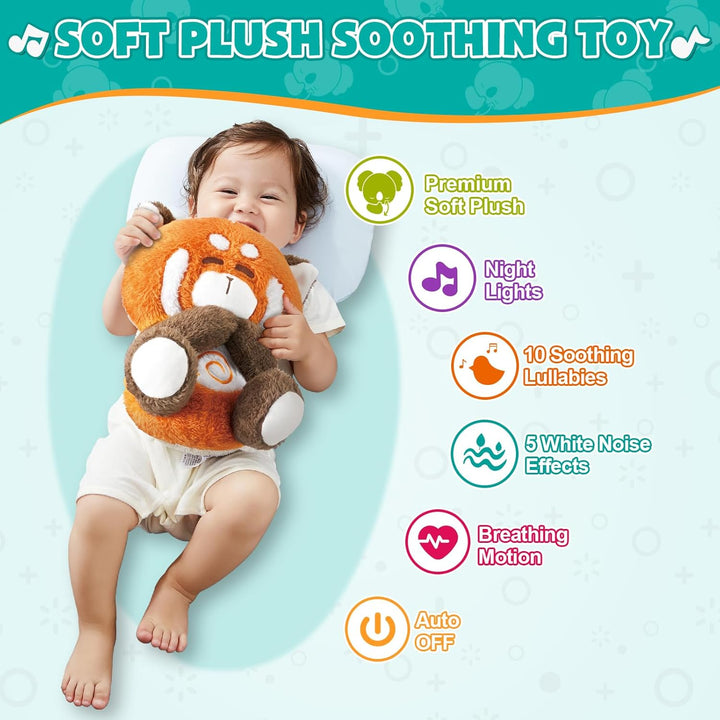 auby Soothe n’ Cuddle Roter Panda Baby Beruhigungsspielzeug – Weisses Rauschen & Schlaflieder, Plüsc