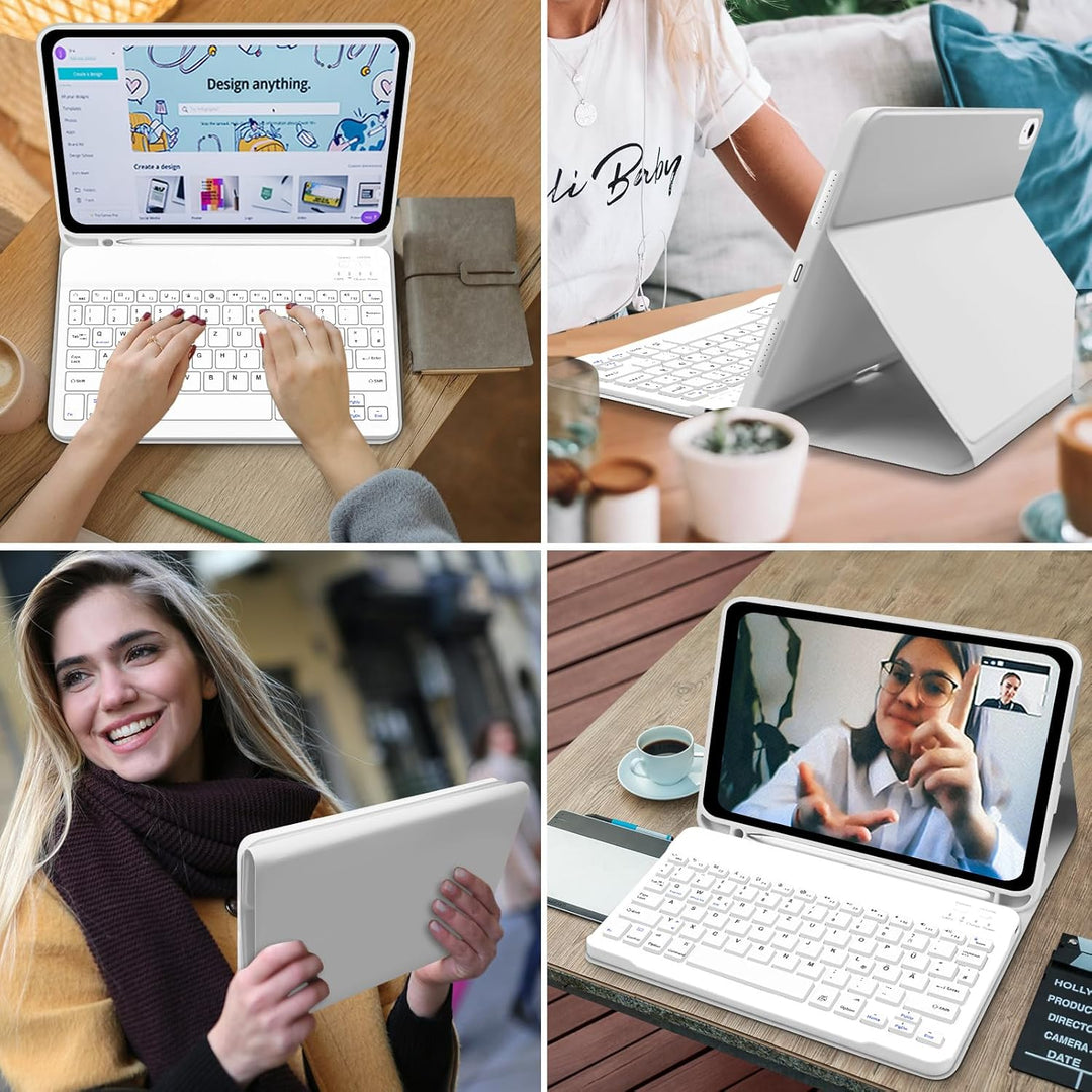 Hofsos Hülle mit Tastatur für IPad 11/10 Generation (2025/2022, 11/10.9 Zoll) - QWERTZ Layout Keyboa