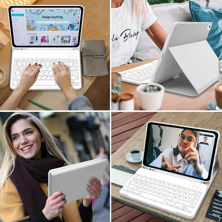 Hofsos Hülle mit Tastatur für IPad 11/10 Generation (2025/2022, 11/10.9 Zoll) - QWERTZ Layout Keyboa