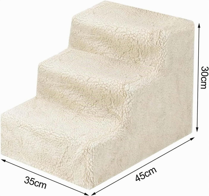 Hundetreppe 3 Stufen 30cm hoch | Haustiertreppe mit Plüschbezug | rutschfeste Katzentreppe &amp; Hundetr