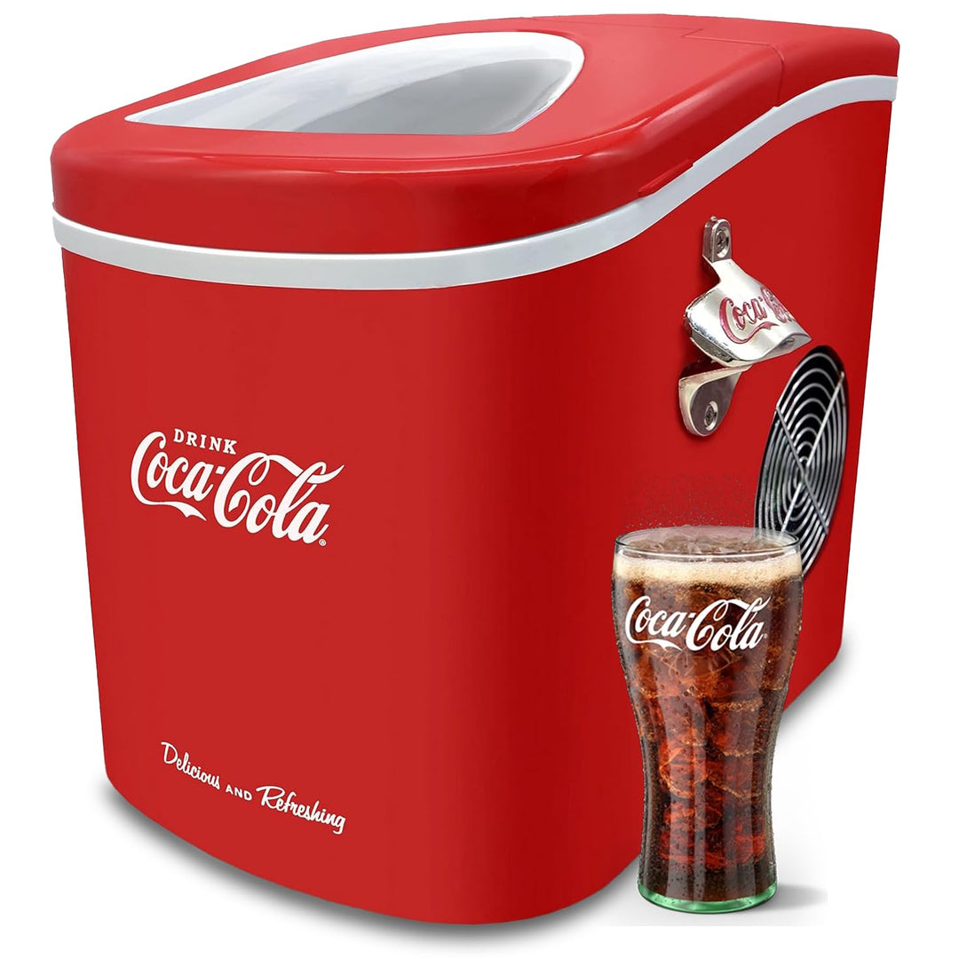 Salco Coca-Cola Eiswürfelmaschine SEB-14CC, Rot, Eiswürfel in 8-13 Minuten, mit Flaschenöffner