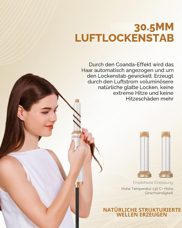 UKLISS Haartrockner &amp; Haarstyler 6 in 1, Automatisch Airflow Lockenstab, Hair Dryer, Rundbürstenföhn