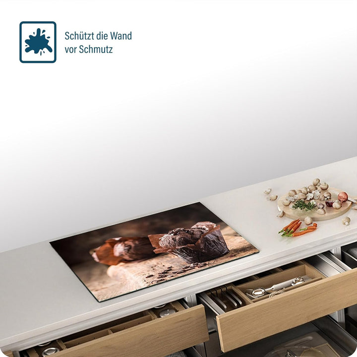SFArt Herdabdeckplatte – Gehärtetes Glas Schneidebrett & Ceranfeld Abdeckplatte 1 Teilig 52x40 – Hyg