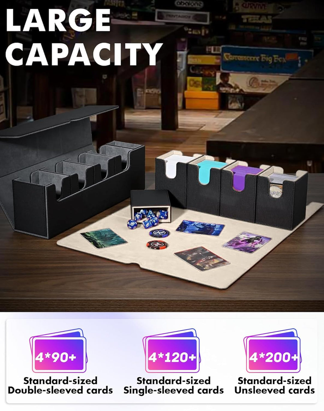 Sammelkarten Box mit Würfelablage für MTG,Premium-Kartenbox mit starkem Magnet zur Aufbewahrung für