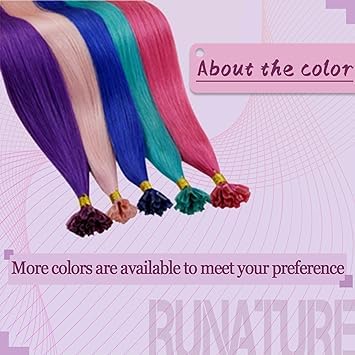 RUNATURE Extension Echthaar Bondings Teal 35cm Keratin Bonding Extensions Echthaar Unsichtbar Haarve
