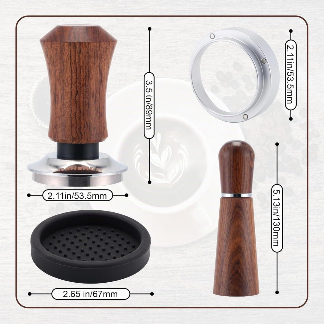 53.5mm Siebträger Zubehör Set,Kaffee Tamper,WDT Tool,Dosierring & Tampermatte Set,Siebträgermaschine