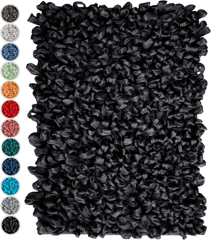 Lashuma Badteppiche für Fussbodenheizung Farbe: Schwarz kleine Badmatte Grösse: 50x70 cm 50x70 cm Sc