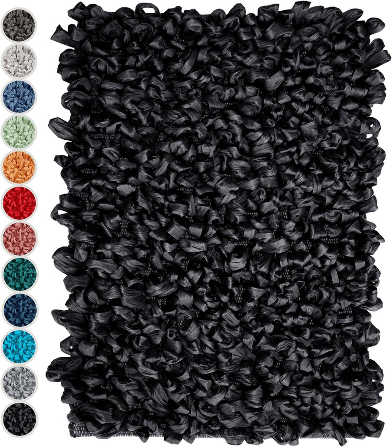 Lashuma Badteppiche für Fussbodenheizung Farbe: Schwarz kleine Badmatte Grösse: 50x70 cm 50x70 cm Sc