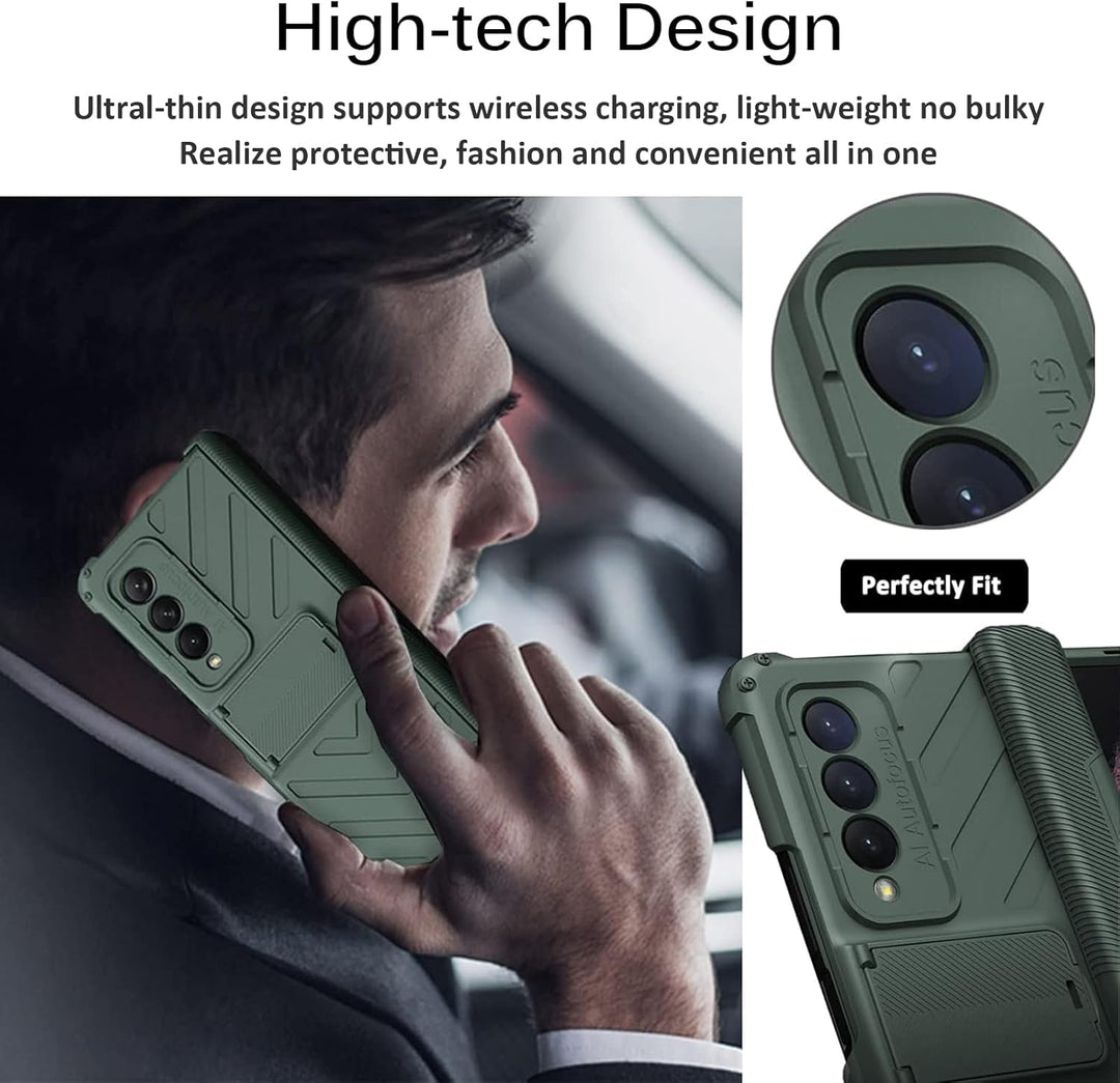 Miimall Handyhülle Kompatibel mit Samsung Galaxy Z Fold 4 Hülle mit Scharnierschutz, Hartes PC Stoss