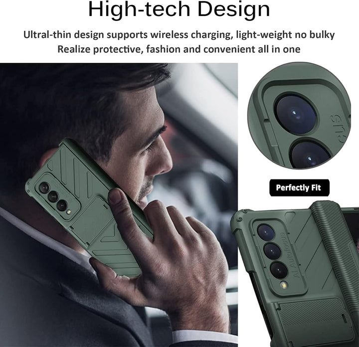 Miimall Handyhülle Kompatibel mit Samsung Galaxy Z Fold 4 Hülle mit Scharnierschutz, Hartes PC Stoss