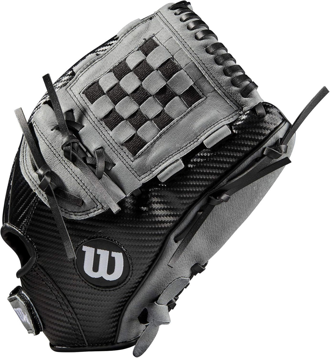 Wilson A360™ Baseball-Handschuh, Schwarz Linke Hand Wurf 12,5 Zoll silber, Linke Hand Wurf 12,5 Zoll